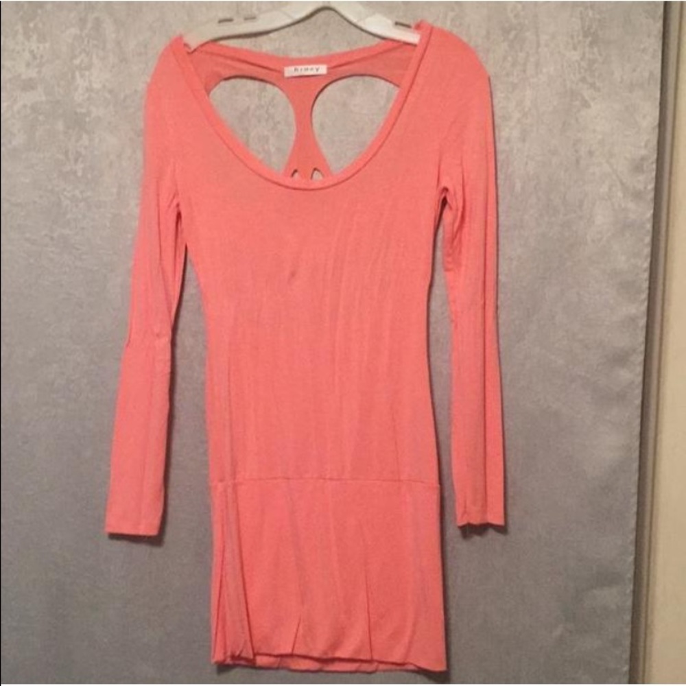 Stretchy Open Skull Faced Back Peach Dress
